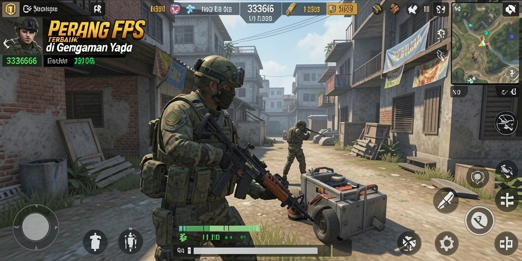 Tampilan mendebarkan gameplay FPS dalam 333666.