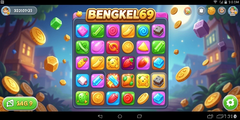 Screenshot gameplay BENGKEL69 menampilkan momen seru dalam permainan Match-3.