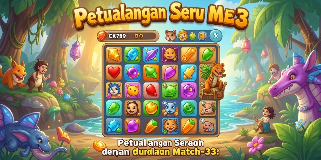 Tampilan seru gameplay CK789 dengan grafis Match-3 yang menawan.