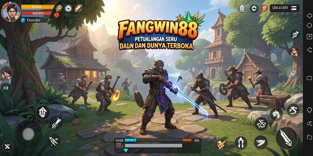 Tampilan gameplay <strong>FANGWIN88</strong> yang menggambarkan eksplorasi dunia terbuka yang luas.