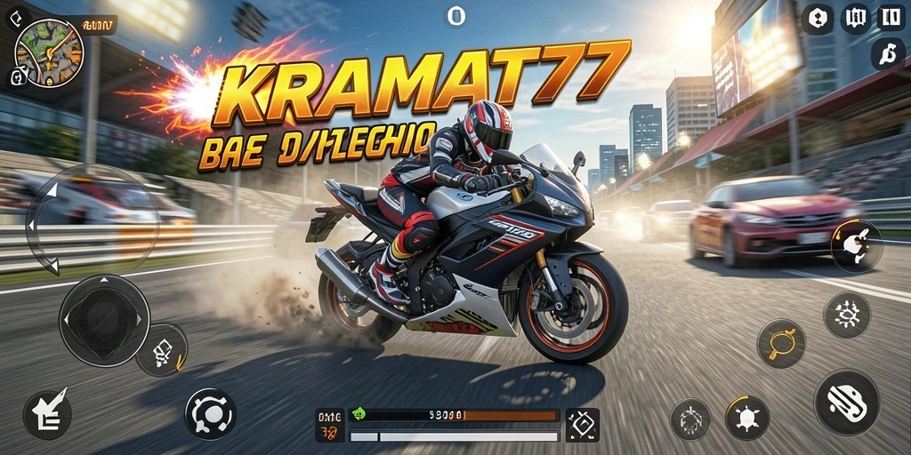 Tampilan spektakuler dari gameplay balap motor KRAMAT77.