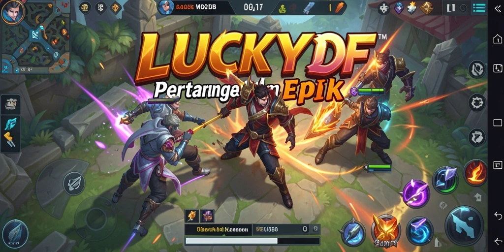 Tampilan utama gameplay LUCKYDF dengan pertarungan dinamis.