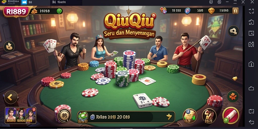 Screenshot gameplay RI889 menampilkan suasana bermain QiuQiu yang menarik.