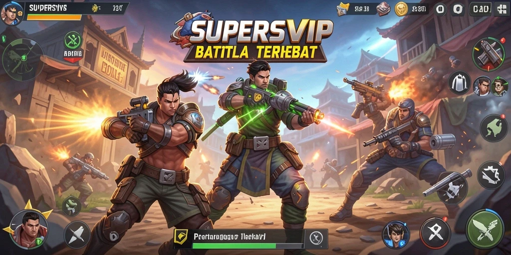 Tangkapan layar menunjukkan gameplay action-packed dalam SUPERSVIP.