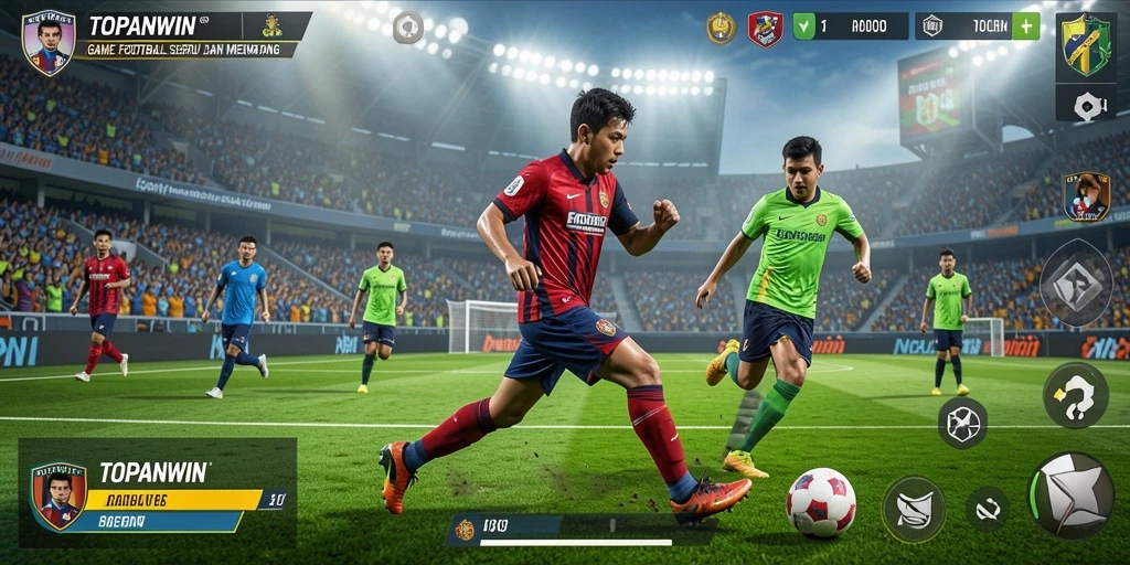 Tampilan gameplay menarik dari TOPANWIN yang menggambarkan aksi sepak bola.