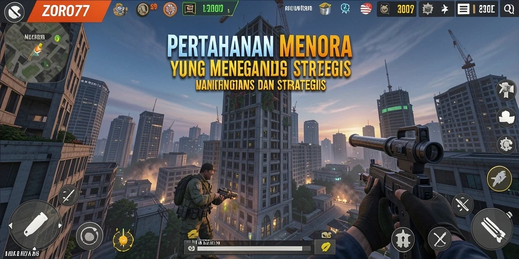 Tampilan menara dan musuh di ZORO77 saat pertarungan berlangsung.